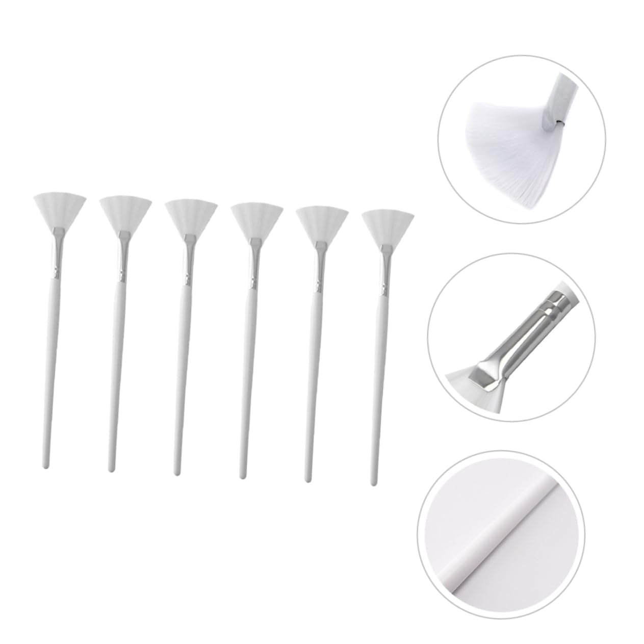 6Pcs Fan Shaped Facial Mask Brush Cosmetic Brush Facial Applicator Applicator Brush Chemical Peel Brush Facial Mask Brushes Makeup Brushes Face Mask White Wooden Handle
