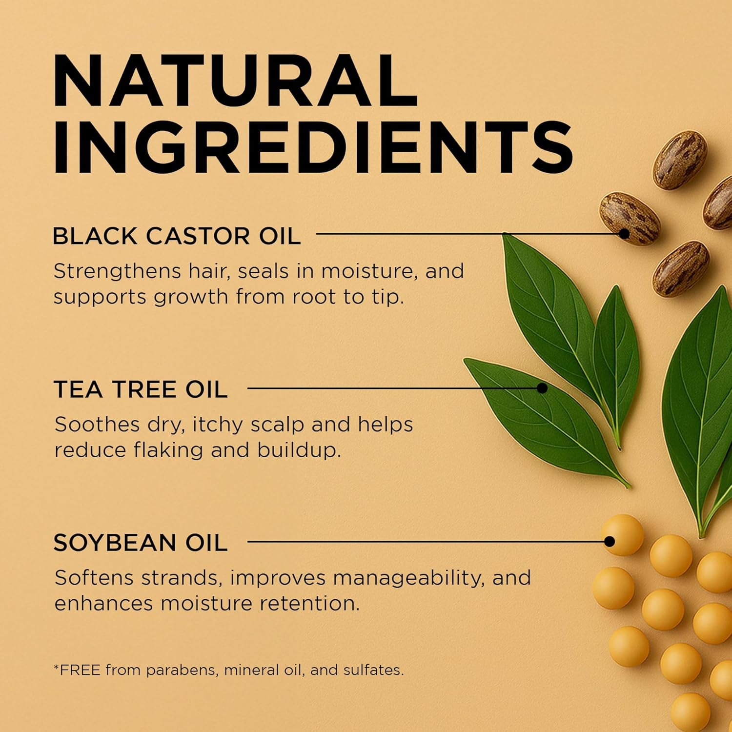 Black Castor Miracle Hair & Scalp Sealing Oil - Locks in Moisture & Soothes, Contains Black Castor Oil, Tea Tree Oil, Soybean Oil 6 Oz (3 Pack)
