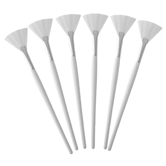 6Pcs Fan Shaped Facial Mask Brush Cosmetic Brush Facial Applicator Applicator Brush Chemical Peel Brush Facial Mask Brushes Makeup Brushes Face Mask White Wooden Handle