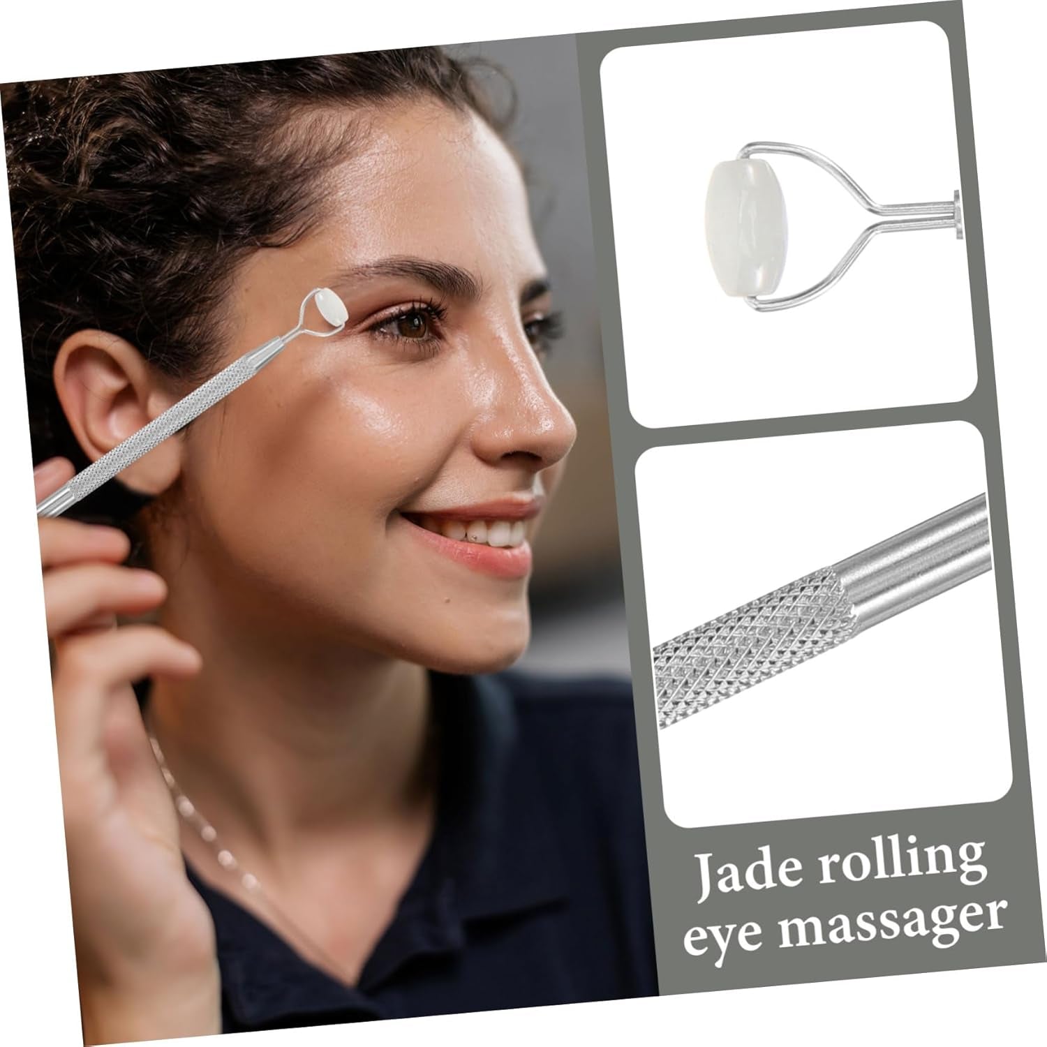 Jade Facial Skin Massager Stainless Steel Face Massager Jade Rolling Facial Massager Jade Face Massager Jade